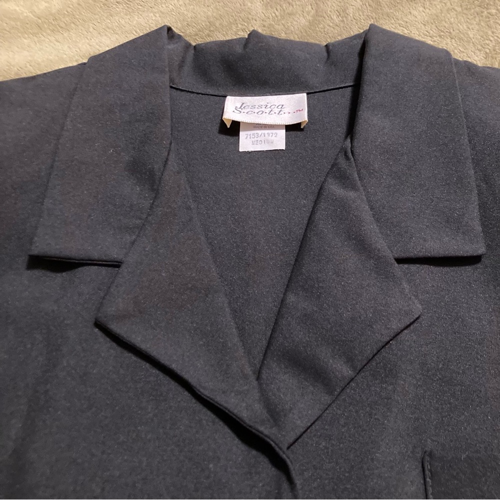 NWOT Jessica Scott Vintage 80s 90s Career Top Long Sleeve Blouse Black Size M - Picture 9 of 12